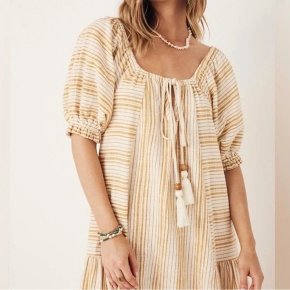 Spell the Gypsy lady palm gown - yellow and white striped - M - Picture 4 of 5